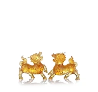 Liuli Benevolent Fortune Qilin Crystal Sculpture, Set of 2