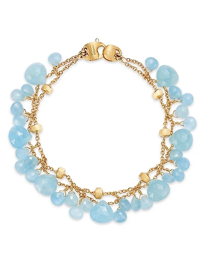 Marco Bicego 18K Yellow Gold Paradise Aquamarine Dangle Two Strand Bracelet - Exclusive
