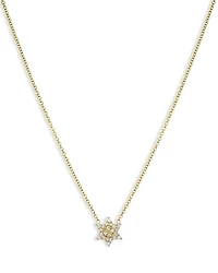 14K Yellow Gold Diamond Star of David Pendant Necklace, 16-18"
