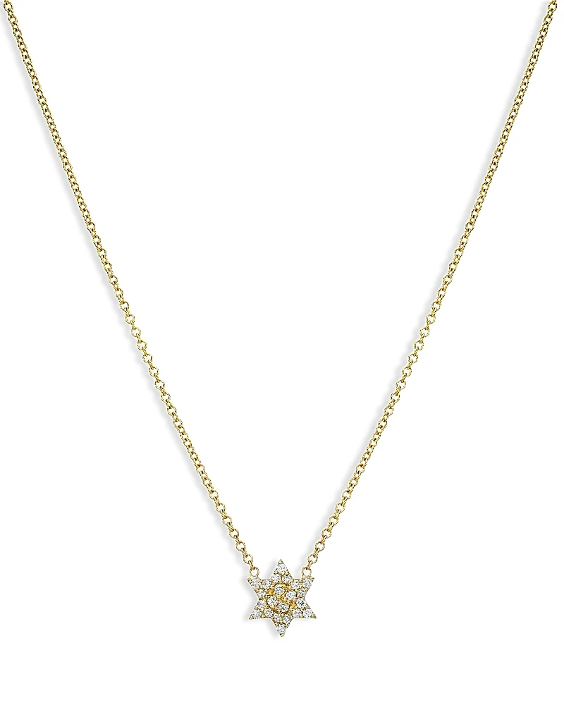 Zoe Lev 14K Yellow Gold Diamond Star of David Pendant Necklace, 16-18