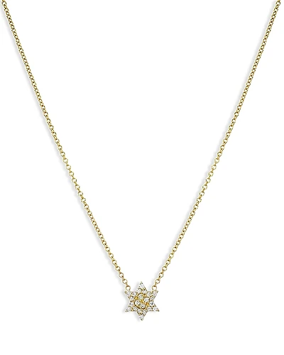Zoe Lev 14K Yellow Gold Diamond Star of David Pendant Necklace, 16-18