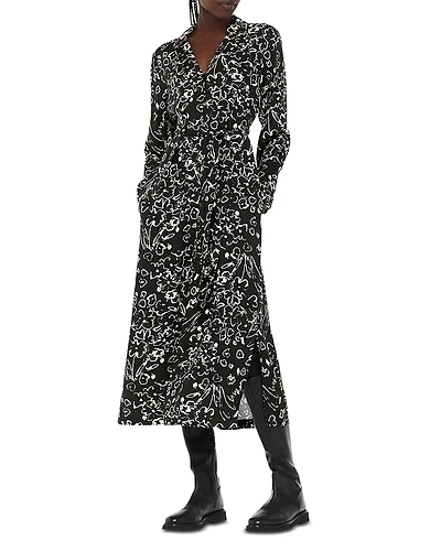 Whistles Scribble Bouquet Midi Dress