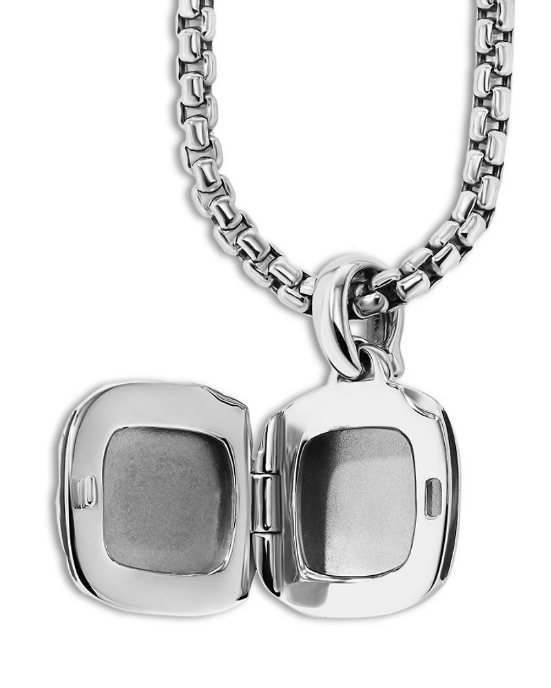 Sterling Silver Sculptured Cable Square Locket Pendant