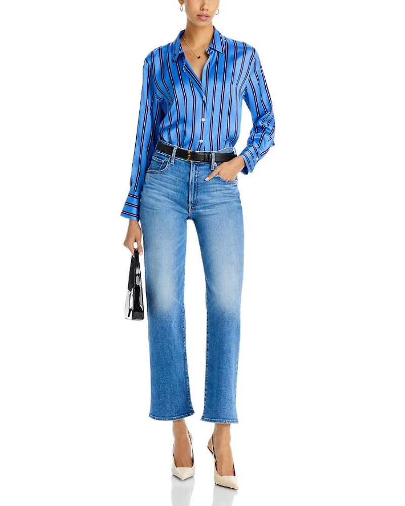 the Lil' Zip Rambler Petites Flood High Rise Cropped Straight Jeans Out of Blue