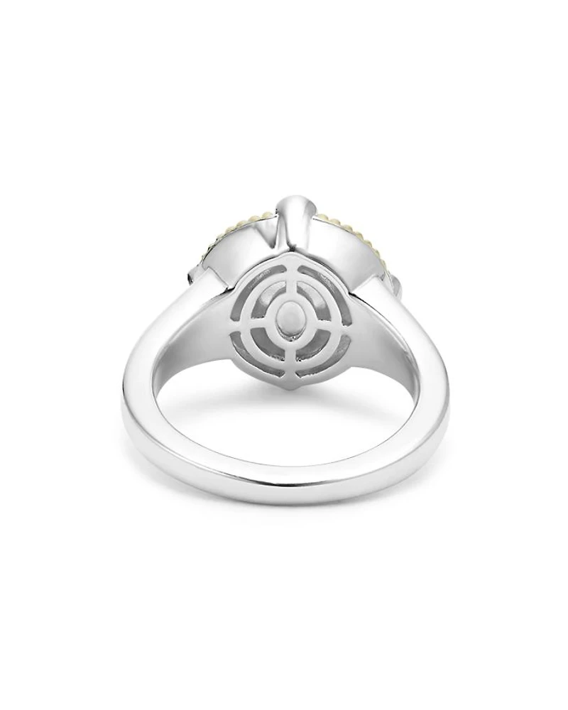 18K Yellow Gold & Sterling Silver Luna Cultured Freshwater Pearl & Diamond Halo Ring