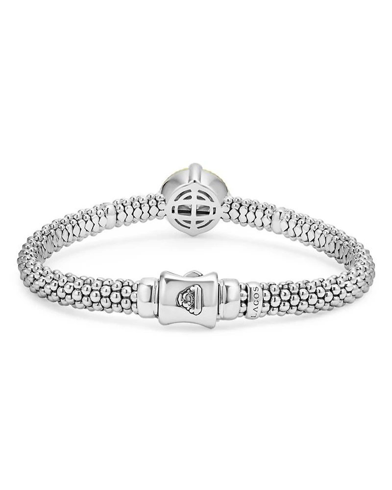 18K Yellow Gold & Sterling Silver Luna Black Tahitian Pearl & Diamond Caviar Bead Bracelet