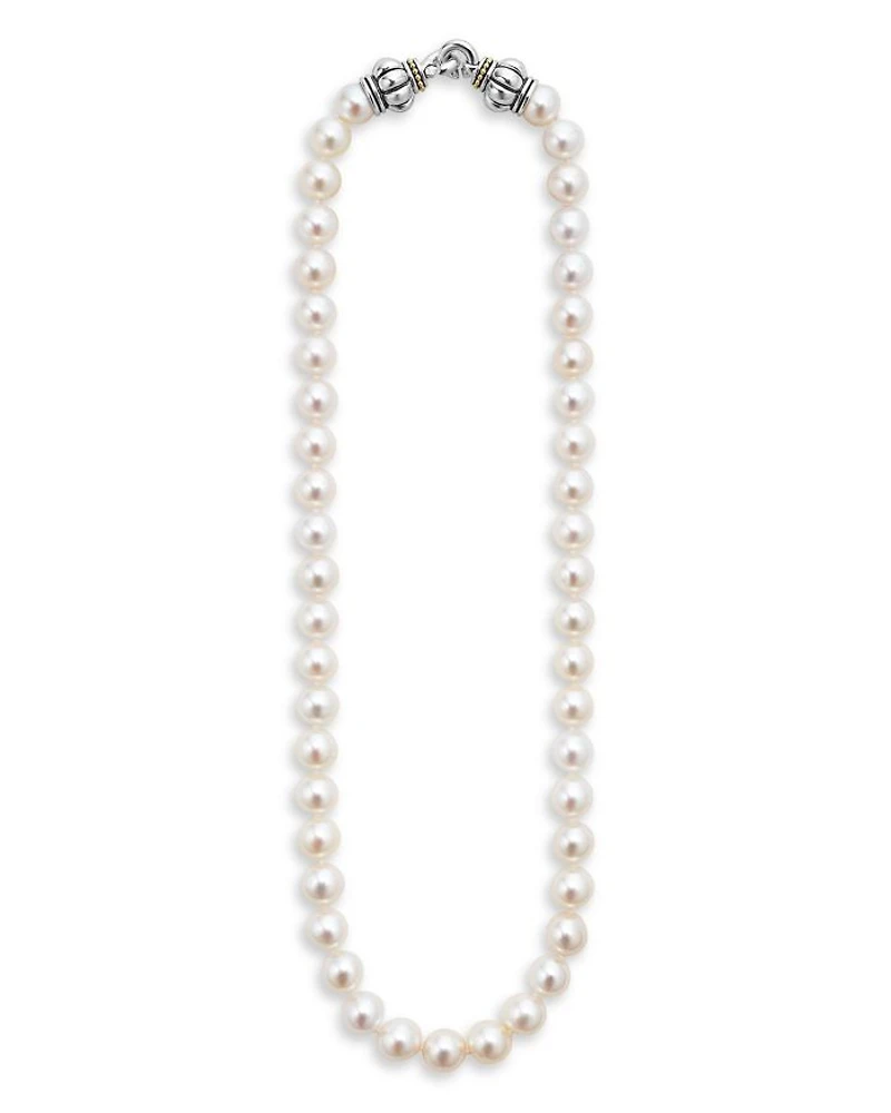 18K Yellow Gold & Sterling Silver Luna Cultured Freshwater Pearl Collar Necklace, 18"