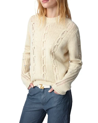 Morley Merino Wool Cable Knit Sweater