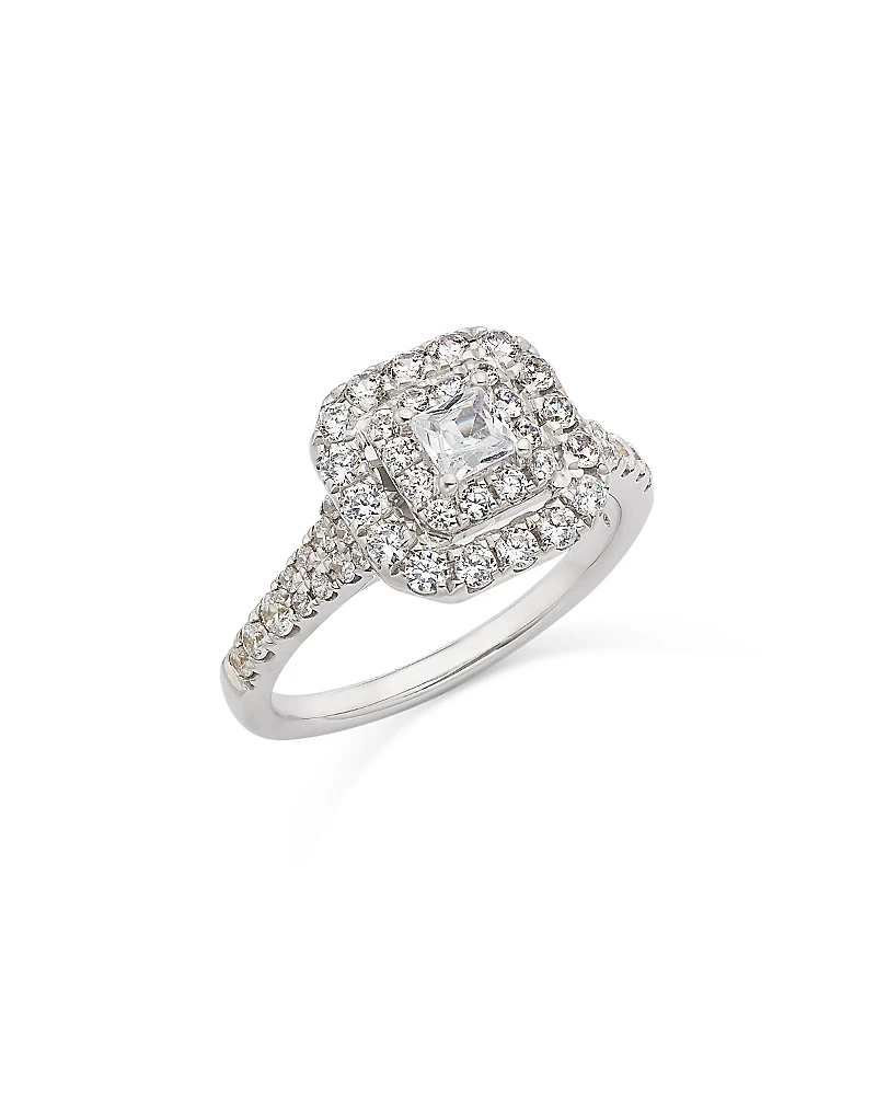 Bloomingdale's Fine Collection Diamond Princess & Round Double Halo Ring