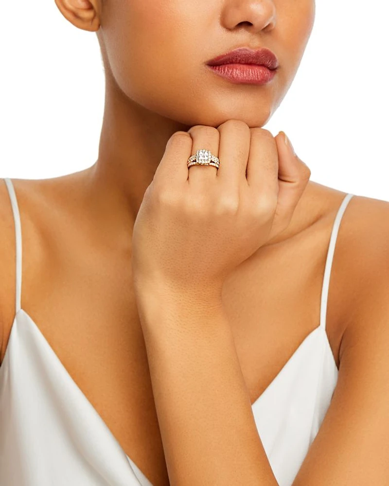 Diamond Princess & Round Halo Ring in 14K Yellow Gold, 1.50 tcw