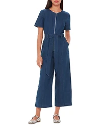Whistles Denim Short Sleeve Jumpsuit