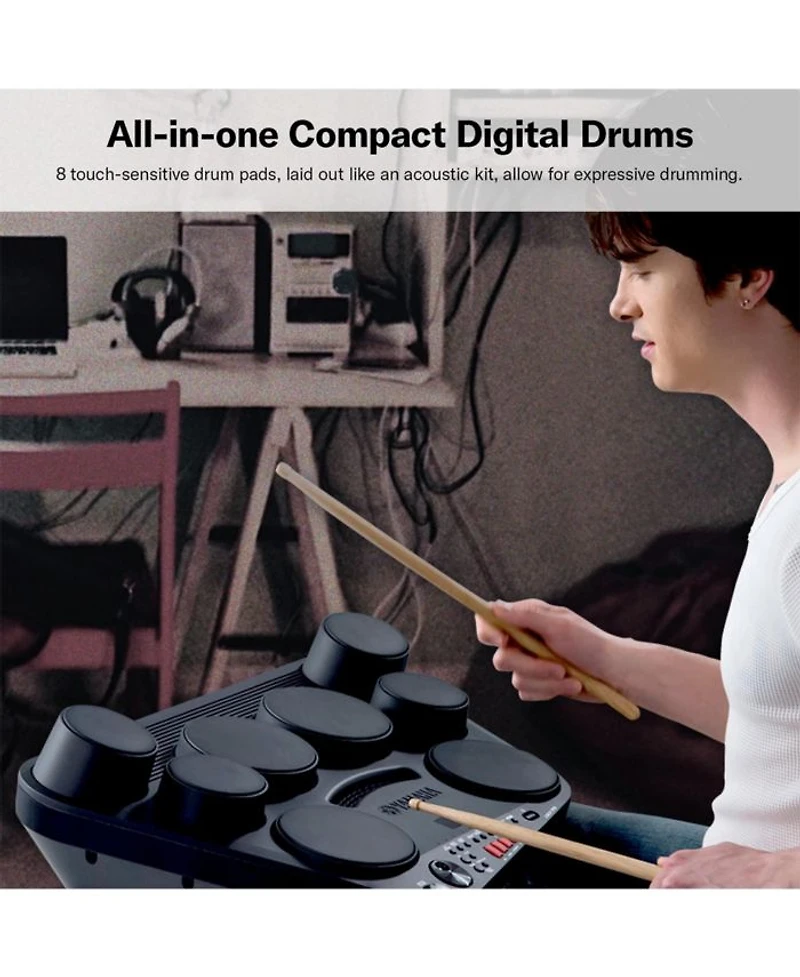 DD75AD Portable Digital Drum Kit with Drum Sticks and 2 Foot Pedals
