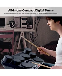 DD75AD Portable Digital Drum Kit with Drum Sticks and 2 Foot Pedals