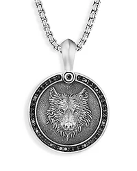 David Yurman Men's Sterling Silver Petrvs Black Diamond Wolf Amulet