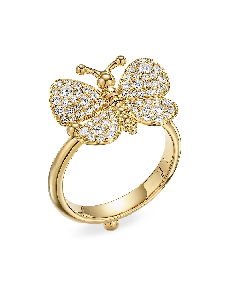 Temple St. Clair 18K Yellow Gold Diamond Snow Butterfly Ring