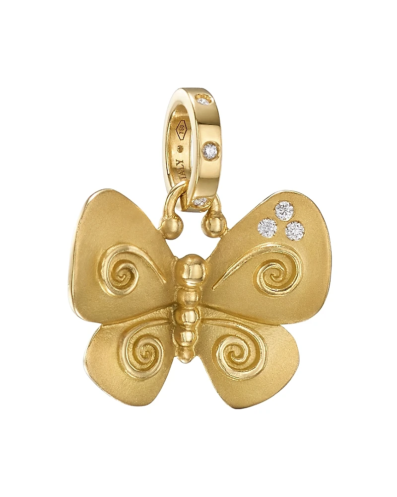 Temple St. Clair 18K Yellow Gold Diamond Butterfly Pendant