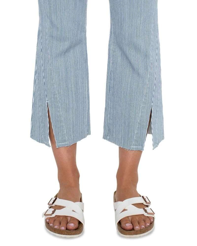 Gia Glider High Rise Crop Flare Leg Jeans Chambray Stripe