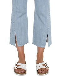 Gia Glider High Rise Crop Flare Leg Jeans Chambray Stripe