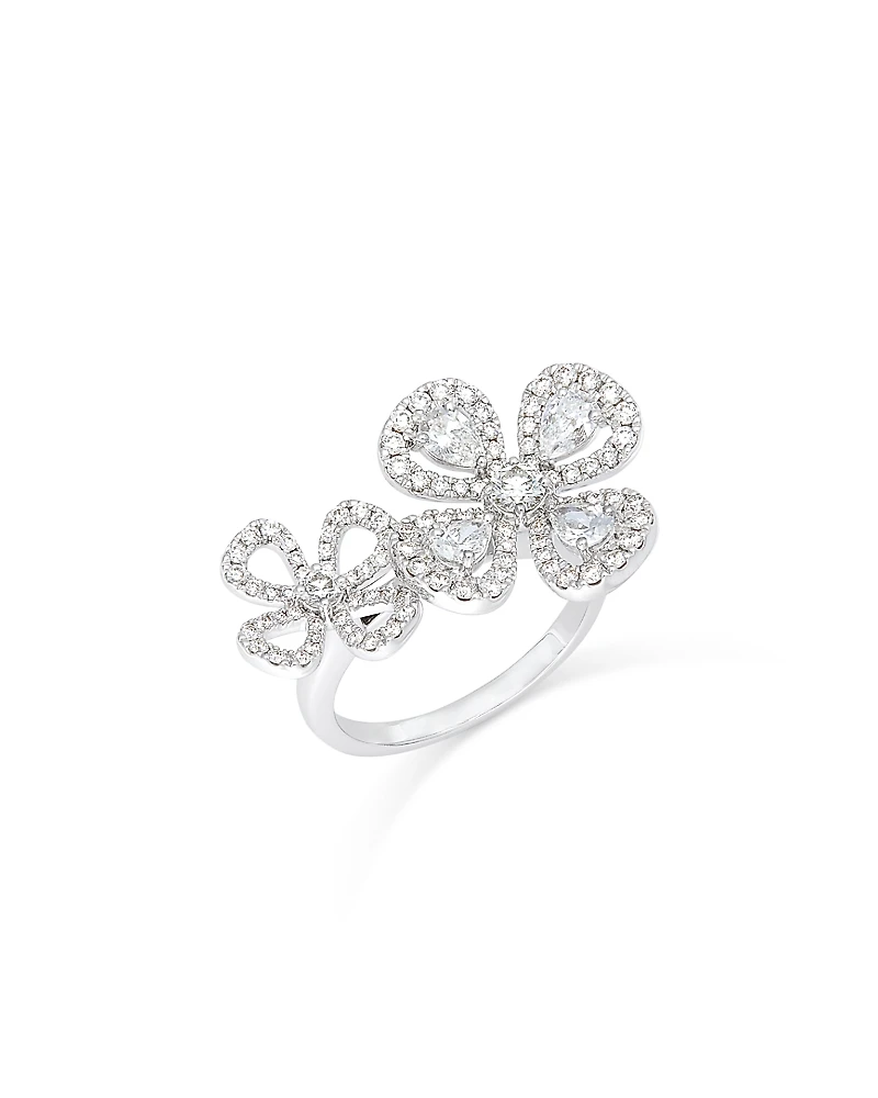 Bloomingdale's Fine Collection Diamond Pear & Round Flower Ring