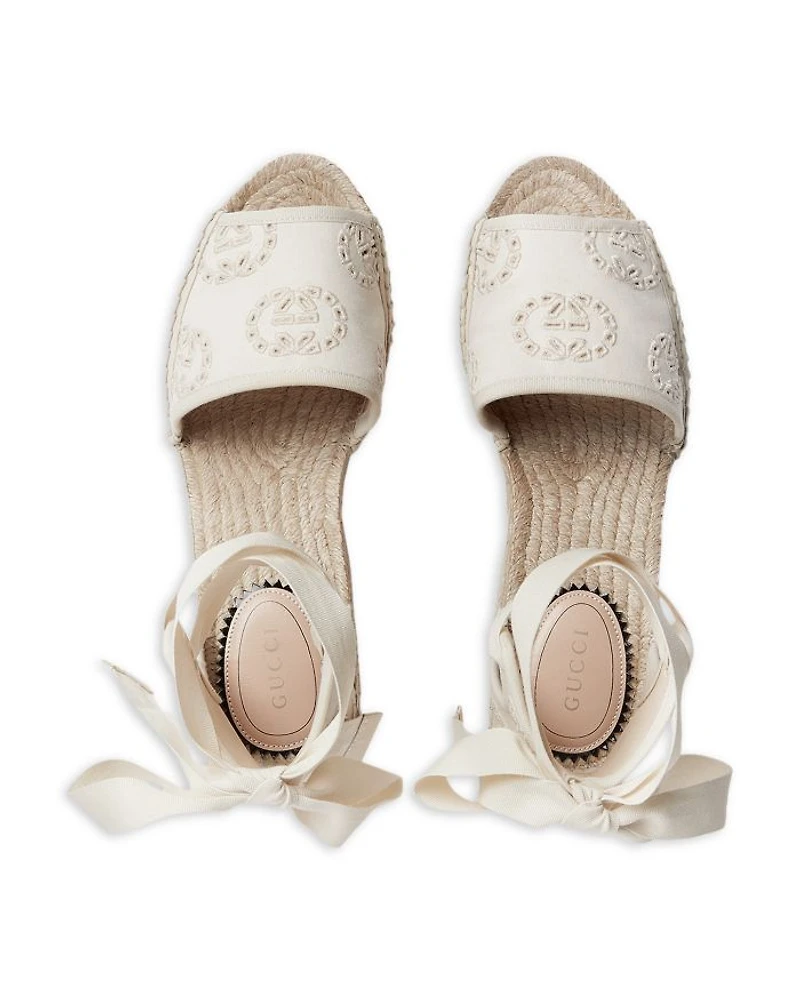 Women's Espadrille Interlocking G Wedge Heel Sandals