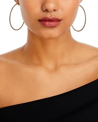 Diamond & Polished Bead Large Hoop Earrings in 14K Yellow Gold, 0.50 tcw