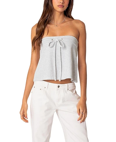 Edikted Caroline Tie Front Strapless Top
