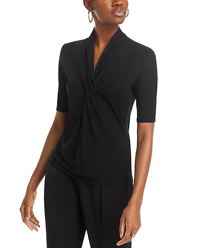 T Tahari Elbow Sleeve Twist Front Top