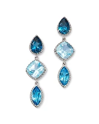 Bloomingdale's Fine Collection Blue Topaz & Diamond Halo Triple Drop Earrings