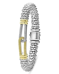 18K Yellow Gold & Sterling Silver Caviar Lux Diamond Interlocking Loop Bead Clip Bracelet - Exclusive