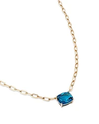 London Blue Topaz Solitaire Pendant Necklace in 14K Yellow Gold, 18"