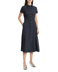 Linen Blend Short Sleeve Midi Dress