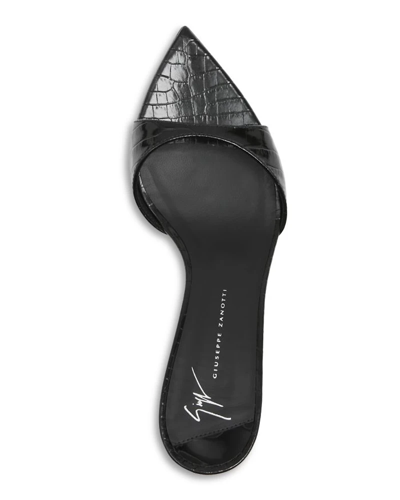Women's Intriigo Croc Embossed High Heel Slide Sandals