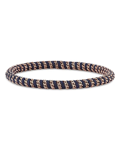 Roberto Demeglio Men's 18K Rose Gold Gio Navy Blue Nautical Cord Stretch Bracelet