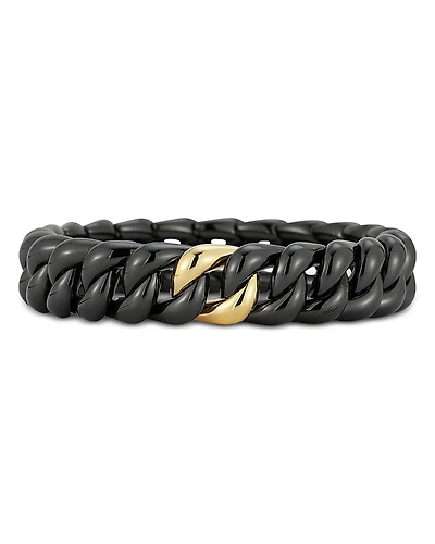 Roberto Demeglio 18K Yellow Gold Black Ceramic Groumette Stretch Bracelet