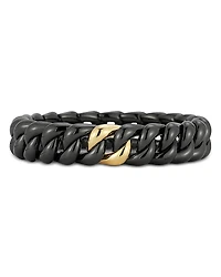Roberto Demeglio 18K Yellow Gold Black Ceramic Groumette Stretch Bracelet