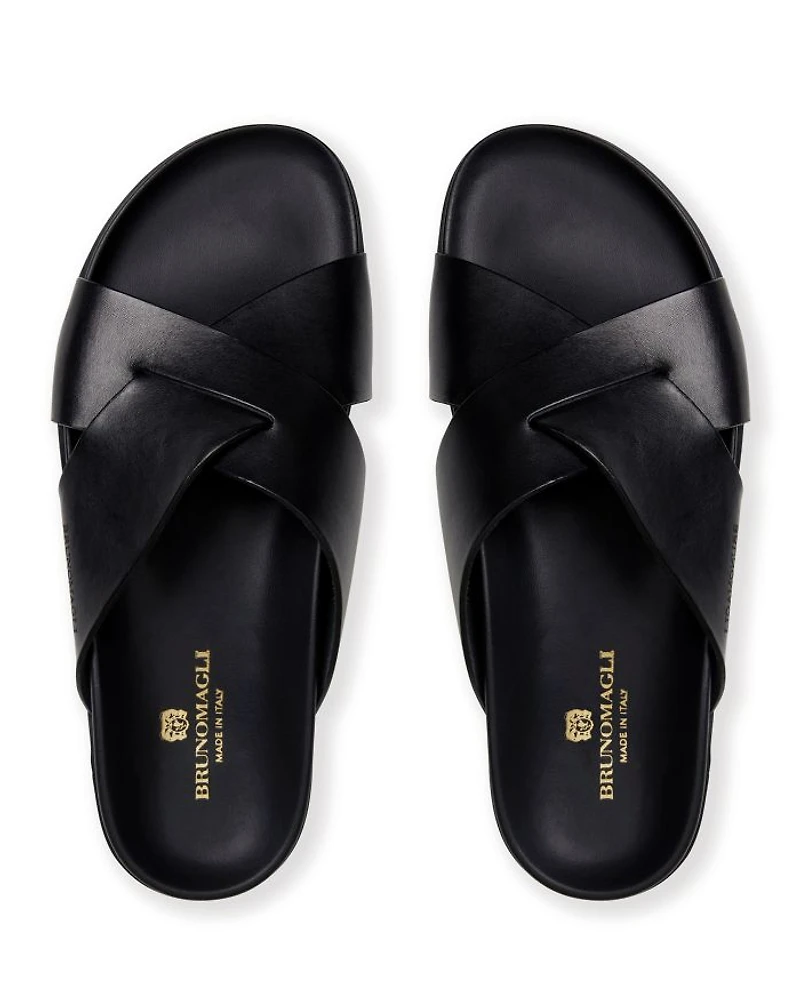 Men's Bologna Double Strap Woven Slip On Slide Sandals