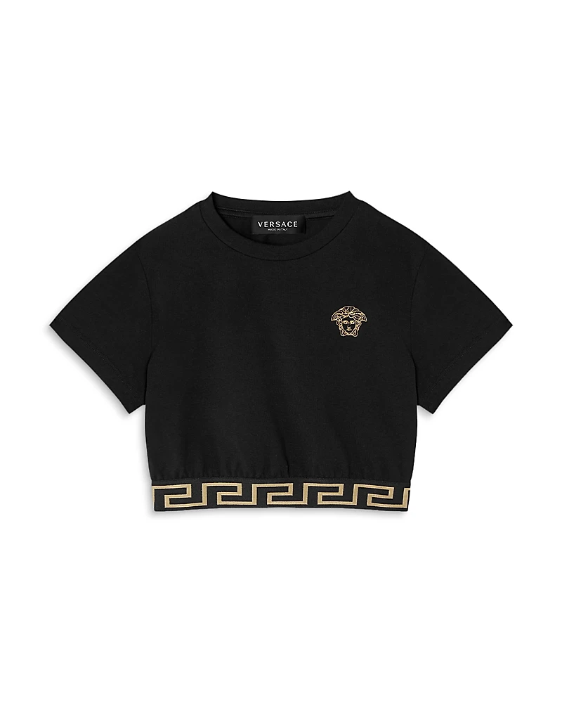 Versace Girls' Medusa Embroidered Cropped Tee - Little Kid