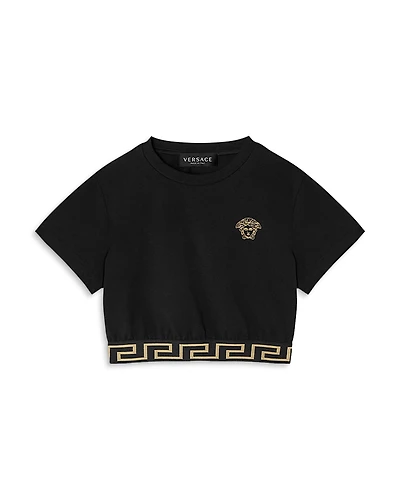 Versace Girls' Medusa Embroidered Cropped Tee - Little Kid