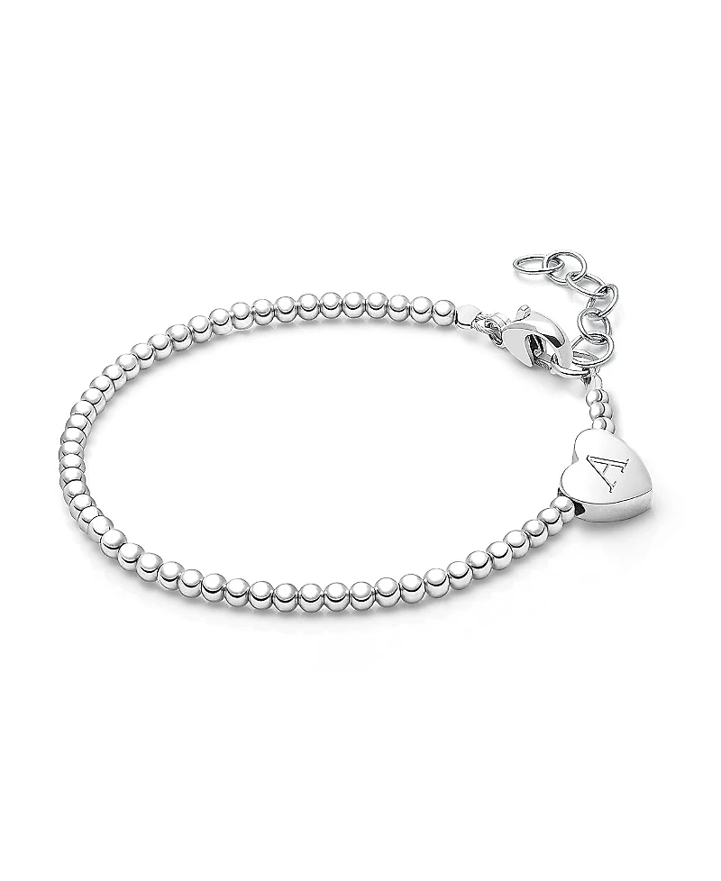 Tiny Blessings Children's Sterling Silver Dainty Heart & Engraved Initial Girls' 5.25" Bracelet