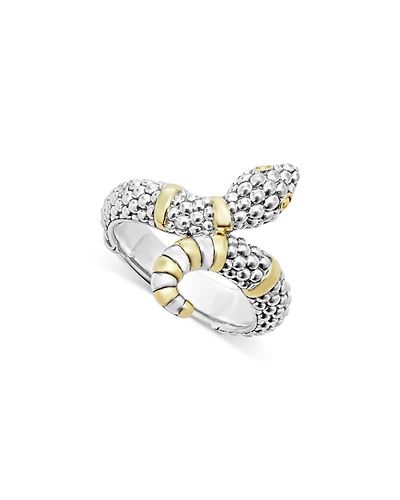 18K Yellow Gold & Sterling Silver Rare Wonders Caviar Bead Snake Ring