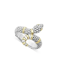 18K Yellow Gold & Sterling Silver Rare Wonders Caviar Bead Snake Ring