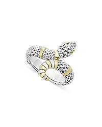 Lagos 18K Yellow Gold & Sterling Silver Rare Wonders Caviar Bead Snake Ring
