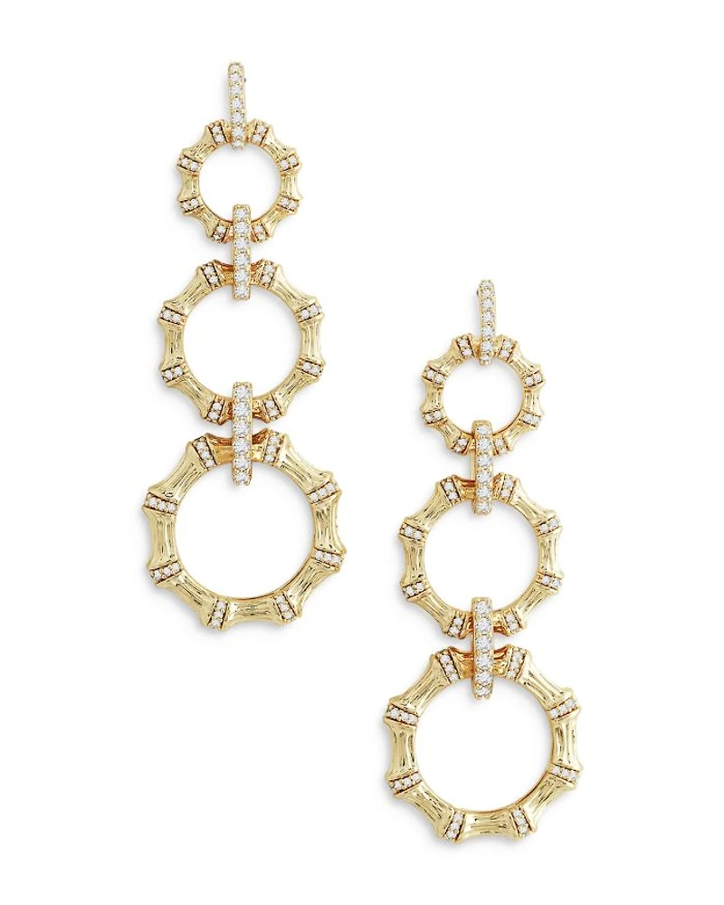 Sculpted Bamboo Chain Earrings in 18K Gold Plated