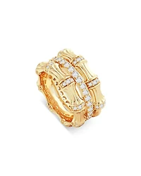 Sculpted Bamboo Stack Ring 18K Gold Plated