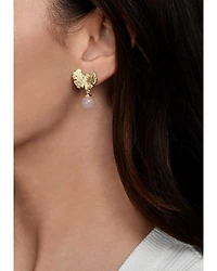 Butterfly Rose Quartz Drop Earrings in 18K Gold Plated