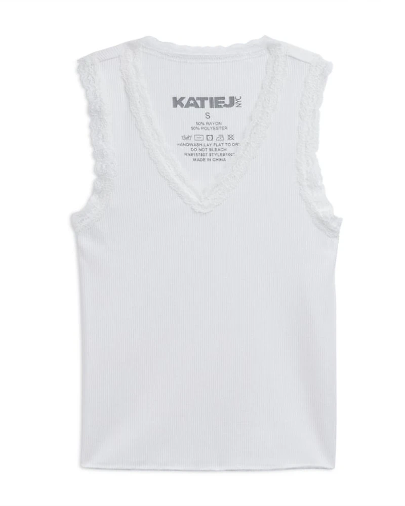 Girls' Rose Lace Trim Tank Top - Big Kid