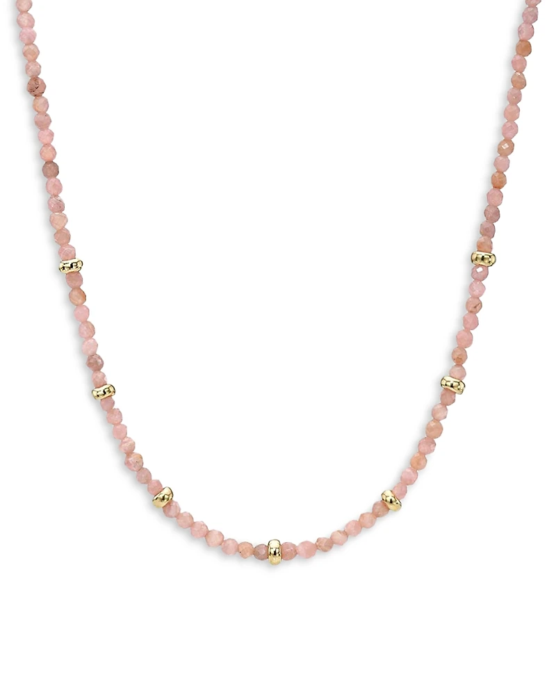 Zoe Lev 14K Yellow Gold Pink Rhodochrosite Bead Statement Necklace, 16-18