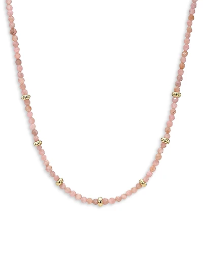 Zoe Lev 14K Yellow Gold Pink Rhodochrosite Bead Statement Necklace, 16-18