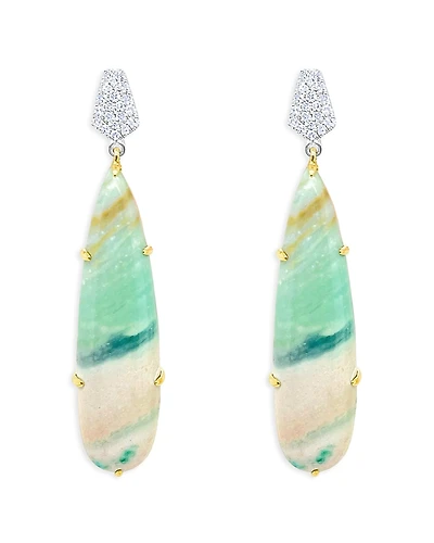 Meira T 14K Yellow Gold & 14K White Gold Opalized Wood & Diamond Drop Earrings