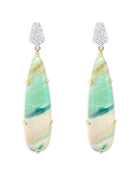 Meira T 14K Yellow Gold & 14K White Gold Opalized Wood & Diamond Drop Earrings